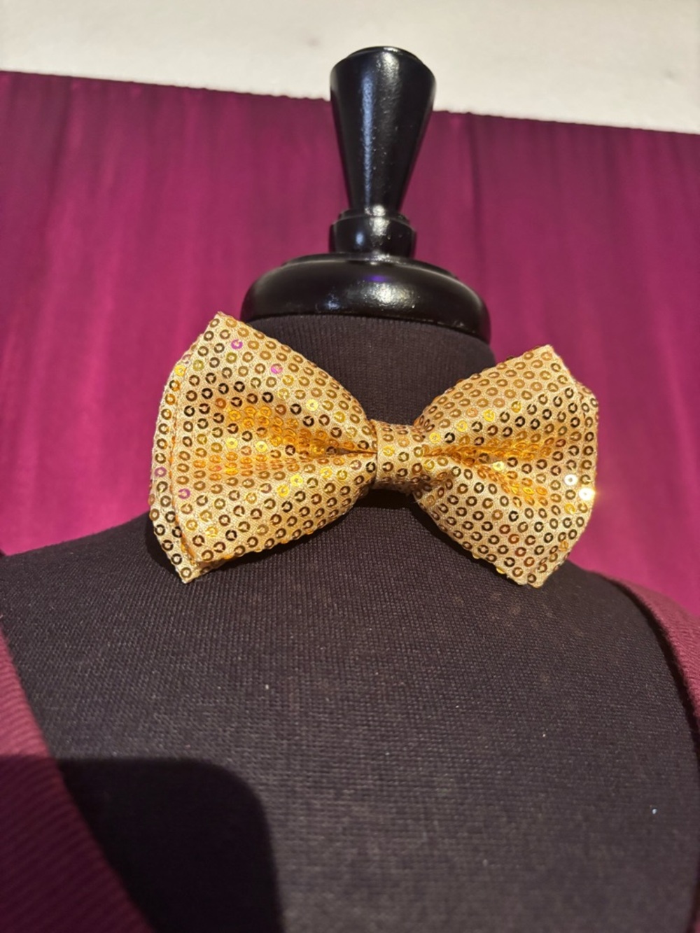 Gold Sequin Bow Tie with elastic band